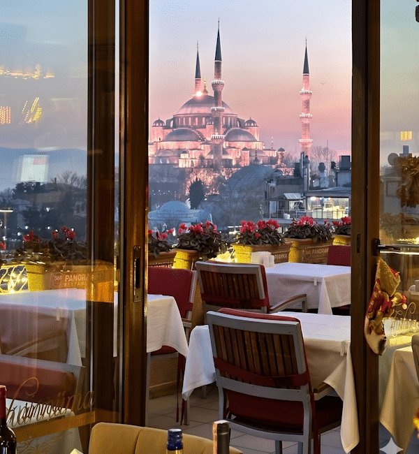 hagia sophia from a restaurant